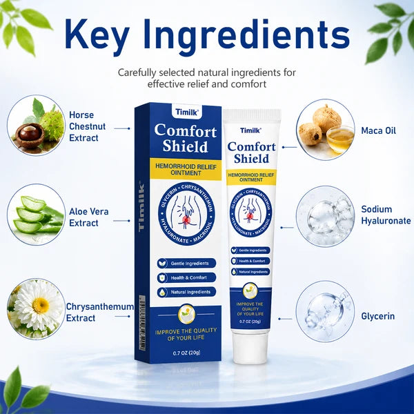 Pomada Timilk® ComfortShield para alívio de hemorroidas