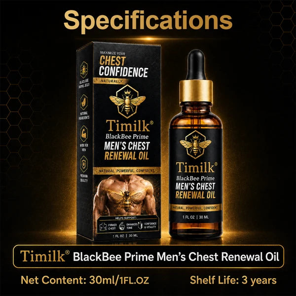 Óleo revitalizante para o peito Timilk® BlackBee Prime para homens