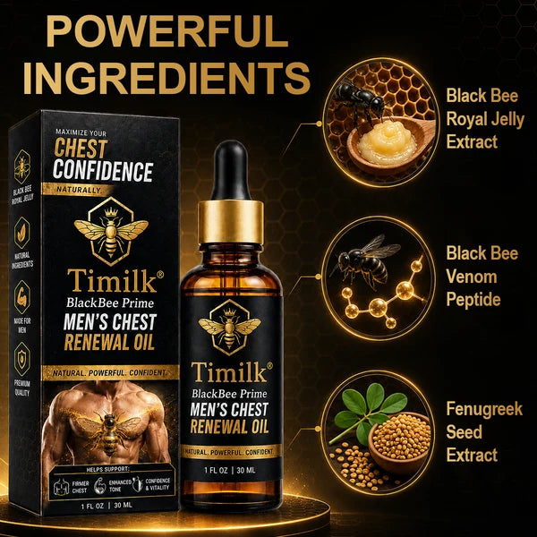 Óleo revitalizante para o peito Timilk® BlackBee Prime para homens