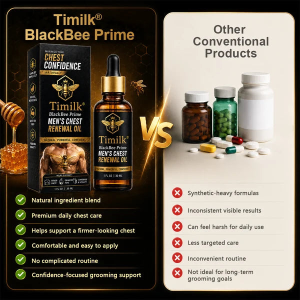 Óleo revitalizante para o peito Timilk® BlackBee Prime para homens