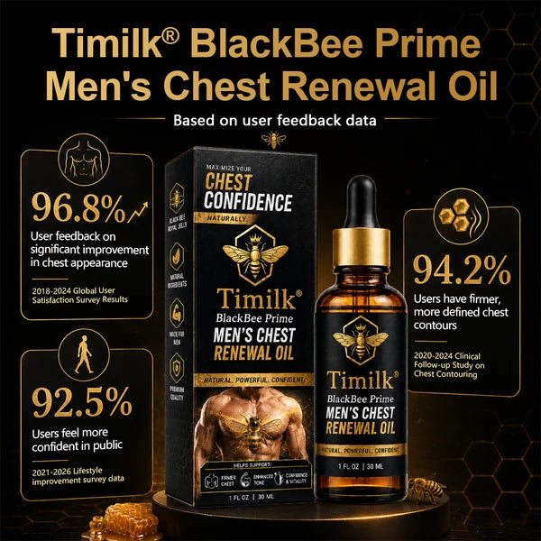 Óleo revitalizante para o peito Timilk® BlackBee Prime para homens