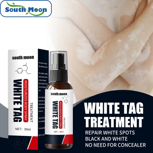 Spray hidratante original South Moon White Tag com óleo de mostarda para tratamento de vitiligo 30ml