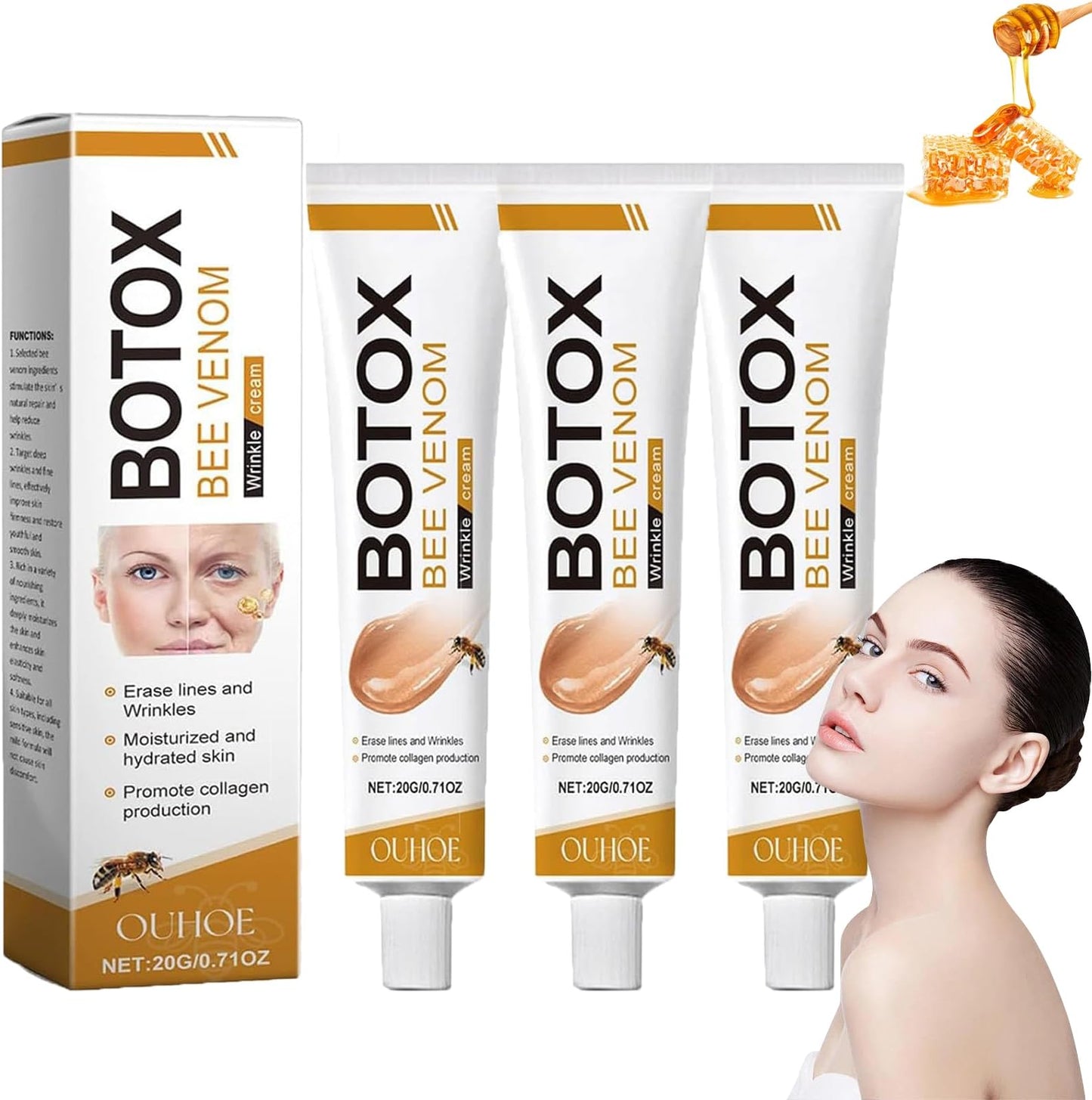 Botox poderoso restaurador da pele - Creme antirrugas com veneno de abelha