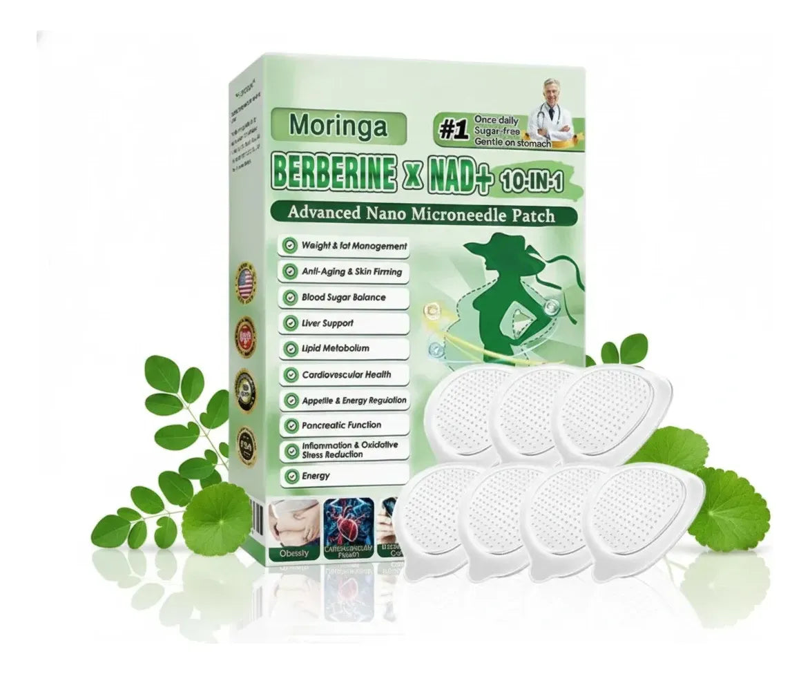 Moringa 10 em 1 Nano Microagulhamento Avançado, Ingredientes Naturais, Adesivos Emagrecedores para Homens e Mulheres