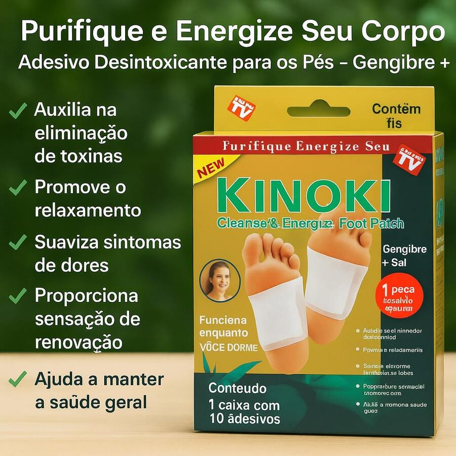 Adesivo detox para os pés Kiyome Kinoki – Pacote com 10 unidades