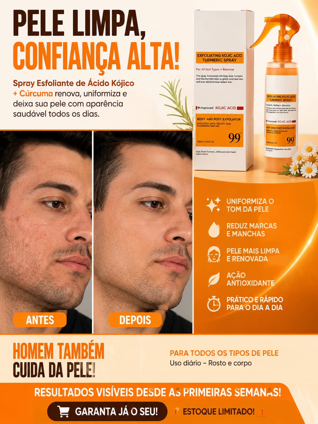 Spray Esfoliante Corporal com Ácido Kójico e Cúrcuma